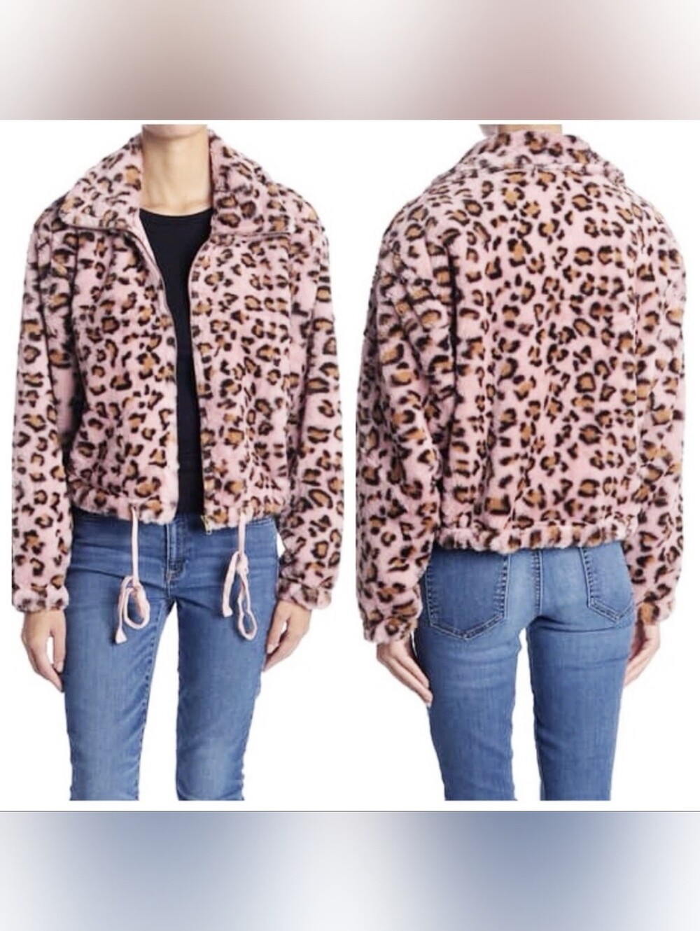 Victoria's Secret PINK Know One Cares Faux Fur Semi-Cropped Jacket